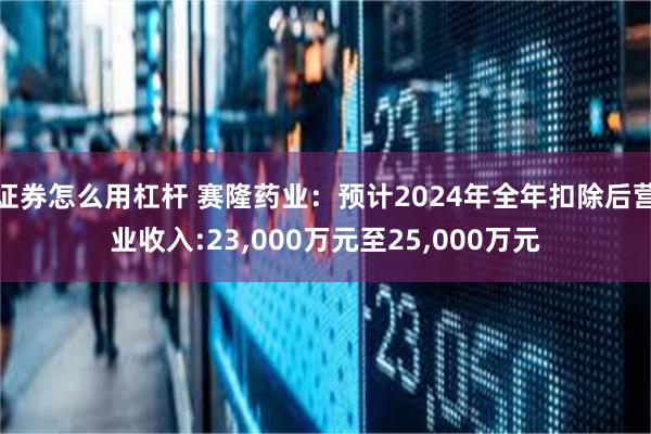 证券怎么用杠杆 赛隆药业：预计2024年全年扣除后营业收入:23,000万元至25,000万元
