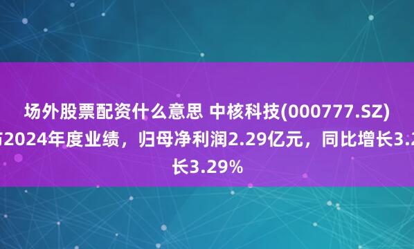 场外股票配资什么意思 中核科技(000777.SZ)发布2024年度业绩，归母净利润2.29亿元，同比增长3.29%