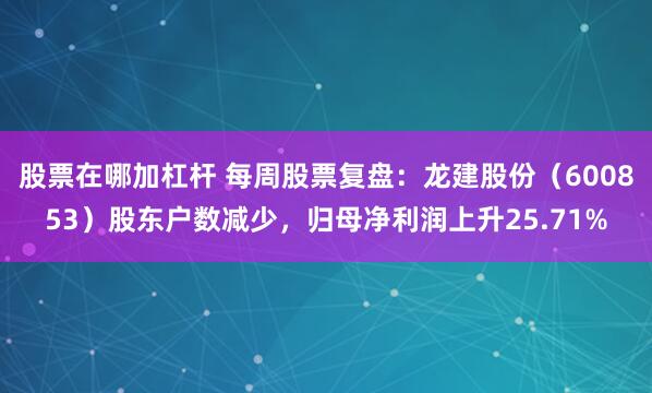 股票在哪加杠杆 每周股票复盘：龙建股份（600853）股东户数减少，归母净利润上升25.71%