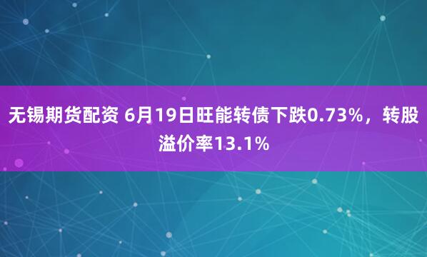 无锡期货配资 6月19日旺能转债下跌0.73%，转股溢价率13.1%