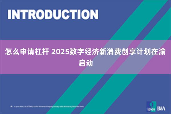 怎么申请杠杆 2025数字经济新消费创享计划在渝启动